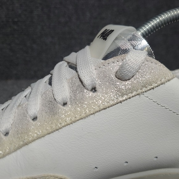 P448 John Low Top Sneakers Metallic Silver White Women's EU 40/ US 9.5 -10 - Picture 9 of 16